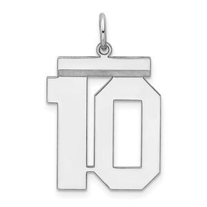 Sterling Silver, Athletic Collection, Large Polished Number 10 Pendant